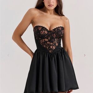 House of CB Jadore Elegant Black Lace Strapless Dress